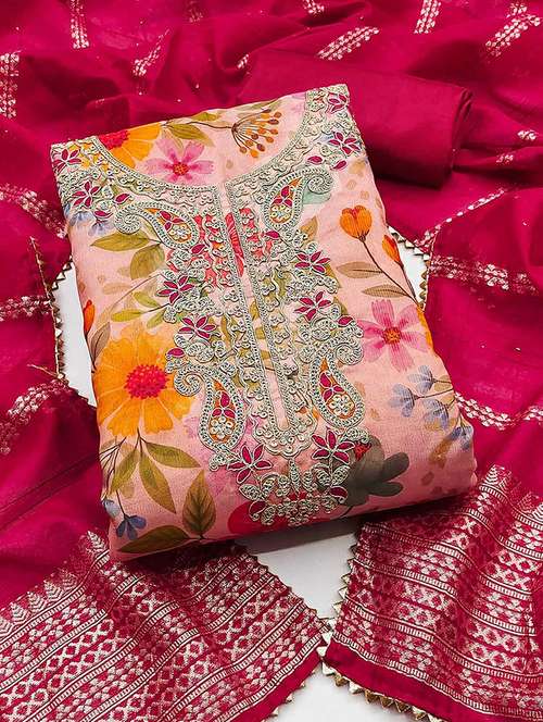 women floral embroidered unstitched suit set - 22252017 -  Standard Image - 0