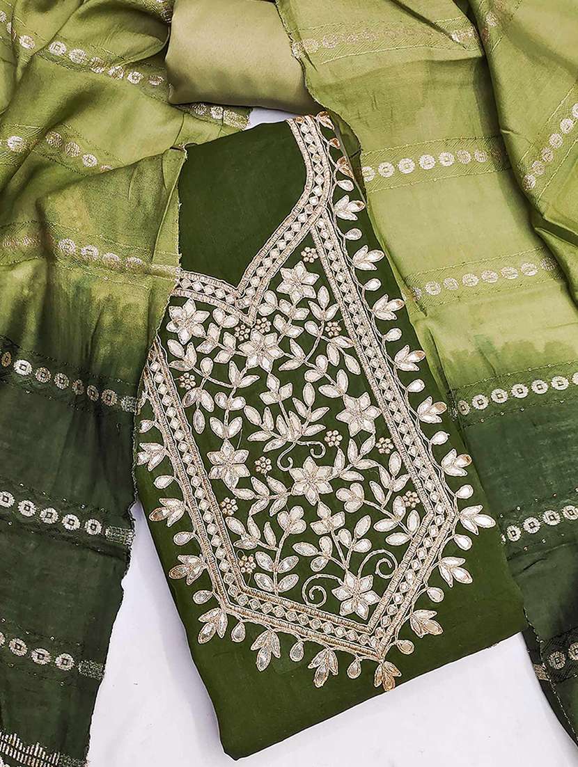 women solid with work embroidered unstitched suit set - 22252025 -  Standard Image - 2