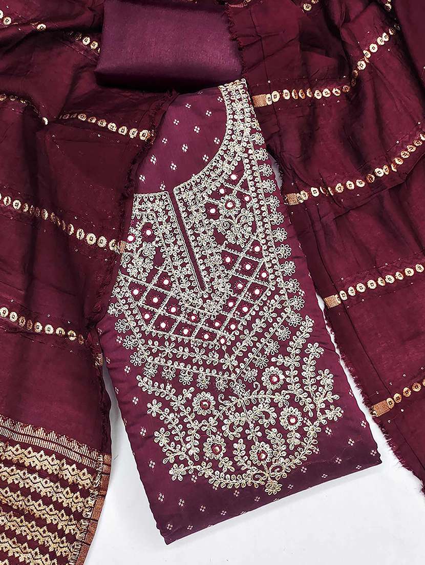 women self design embroidered unstitched suit set - 22252033 -  Standard Image - 2