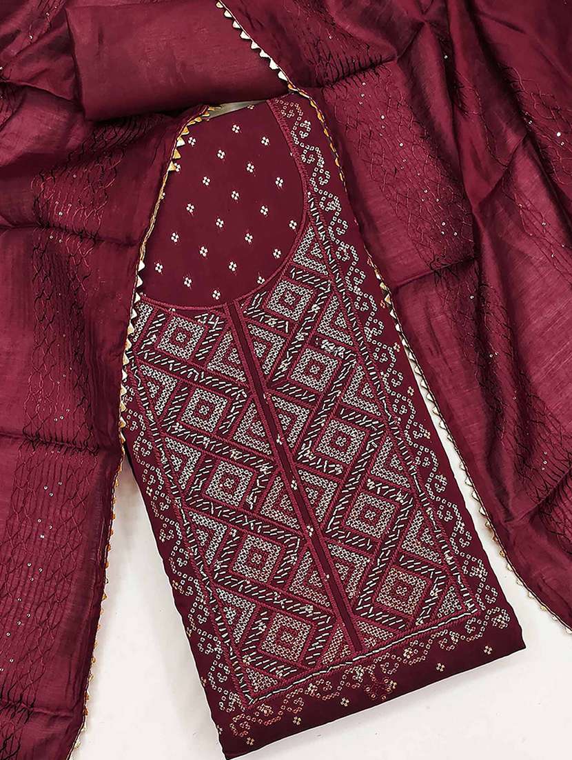 women self design embroidered unstitched suit set - 22252044 -  Standard Image - 2