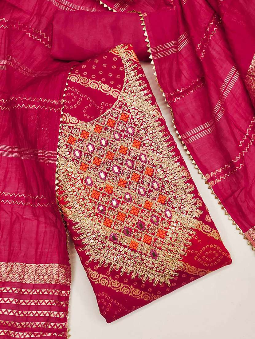 women bandhani embroidered unstitched suit set - 22252054 -  Standard Image - 2