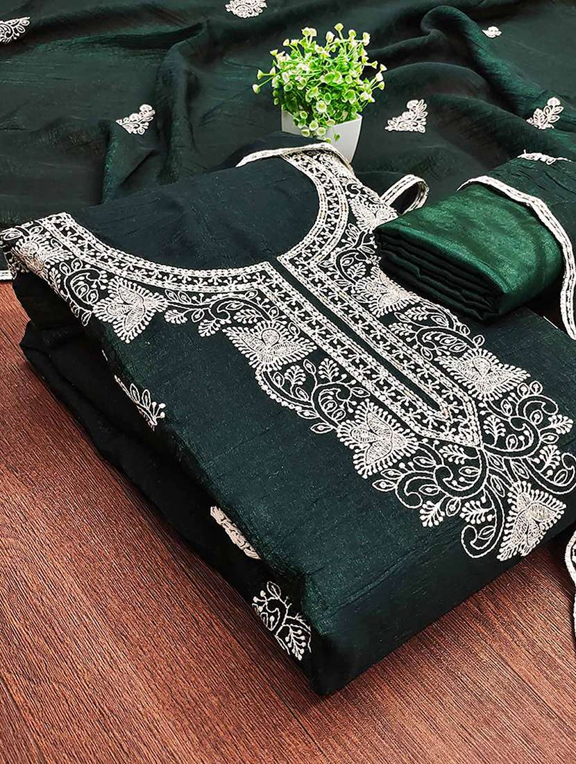 women solid with work embroidered unstitched suit set - 22252119 -  Standard Image - 2