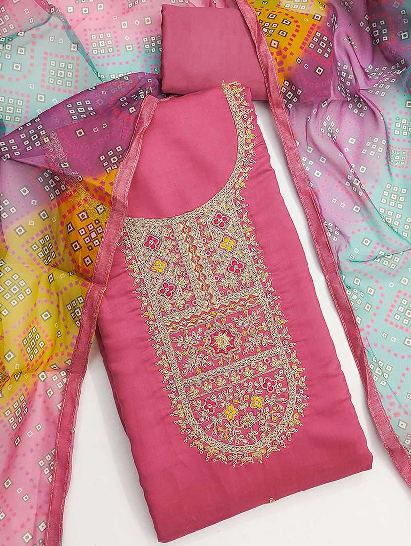 women solid with work embroidered unstitched suit set - 22252148 -  Standard Image - 2