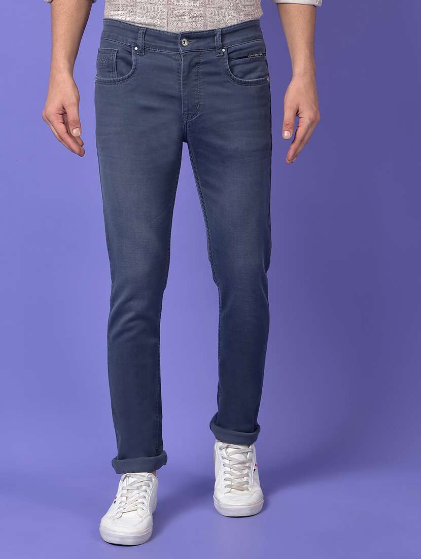 men solid mid rise slim fit jeans