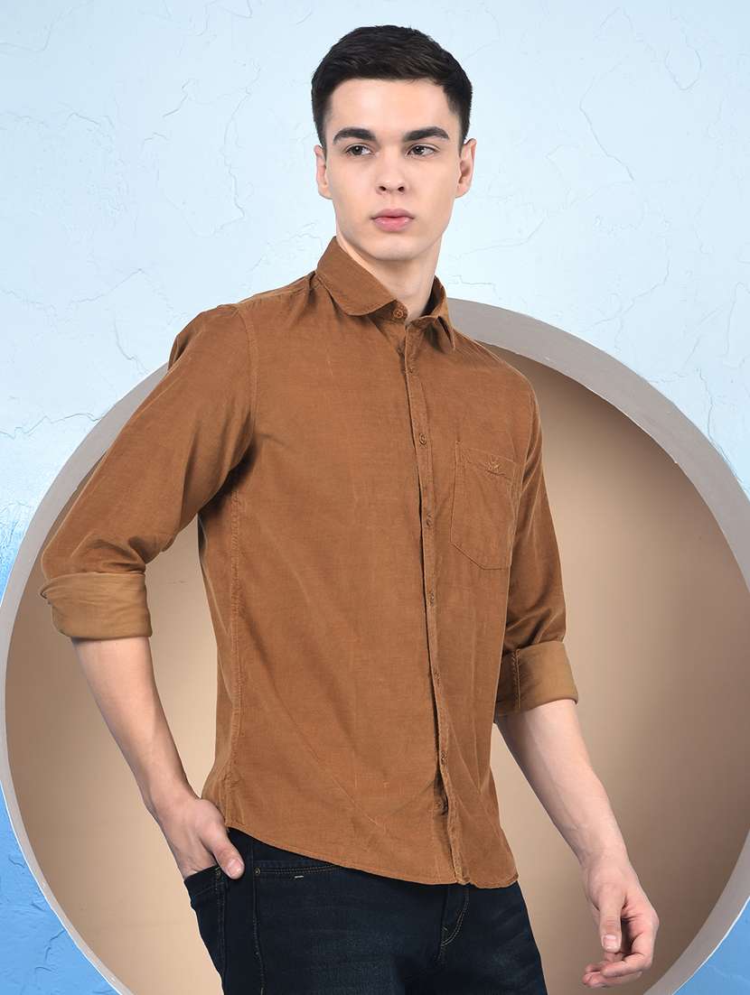 men solid long sleeve slim fit casual shirt