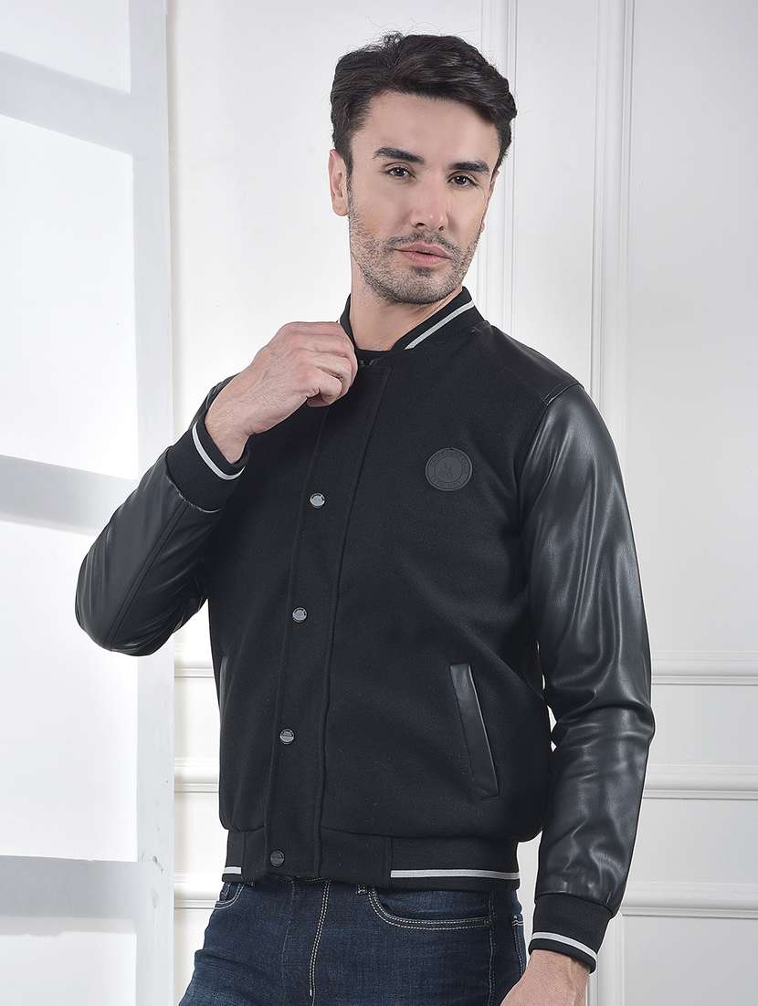 men solid long sleeve varsity jacket - 22253285 -  Standard Image - 2