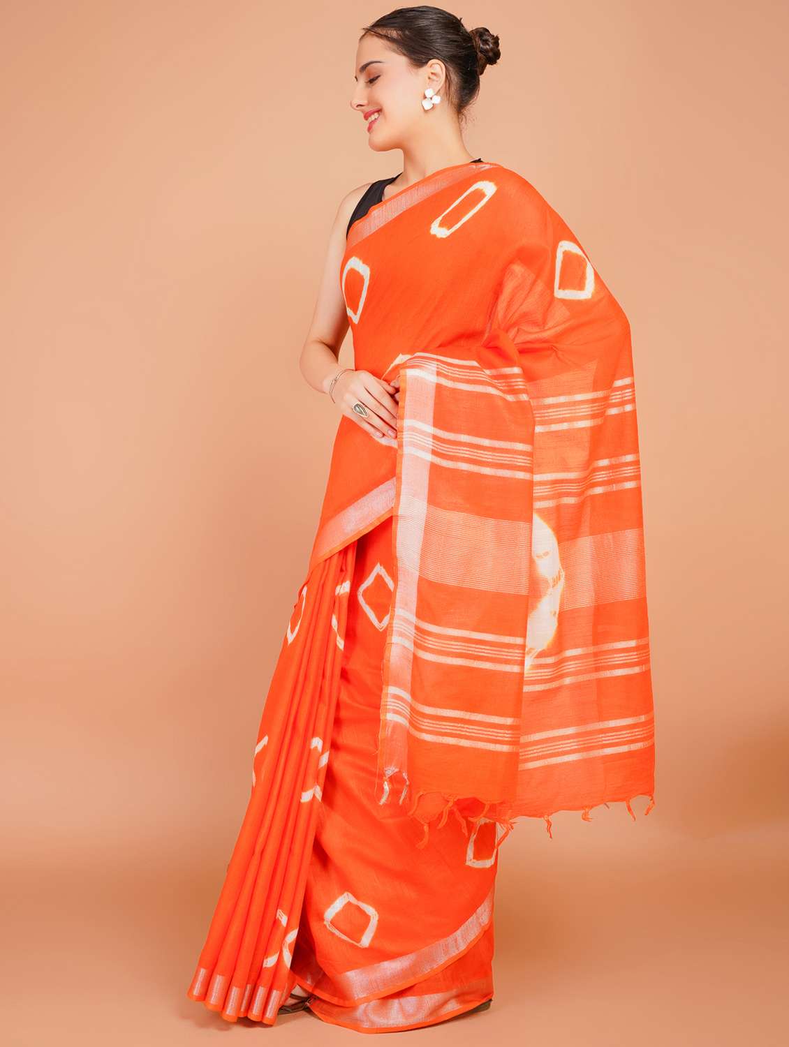 women tie & dye printed saree with blouse - 22253412 -  Standard Image - 2