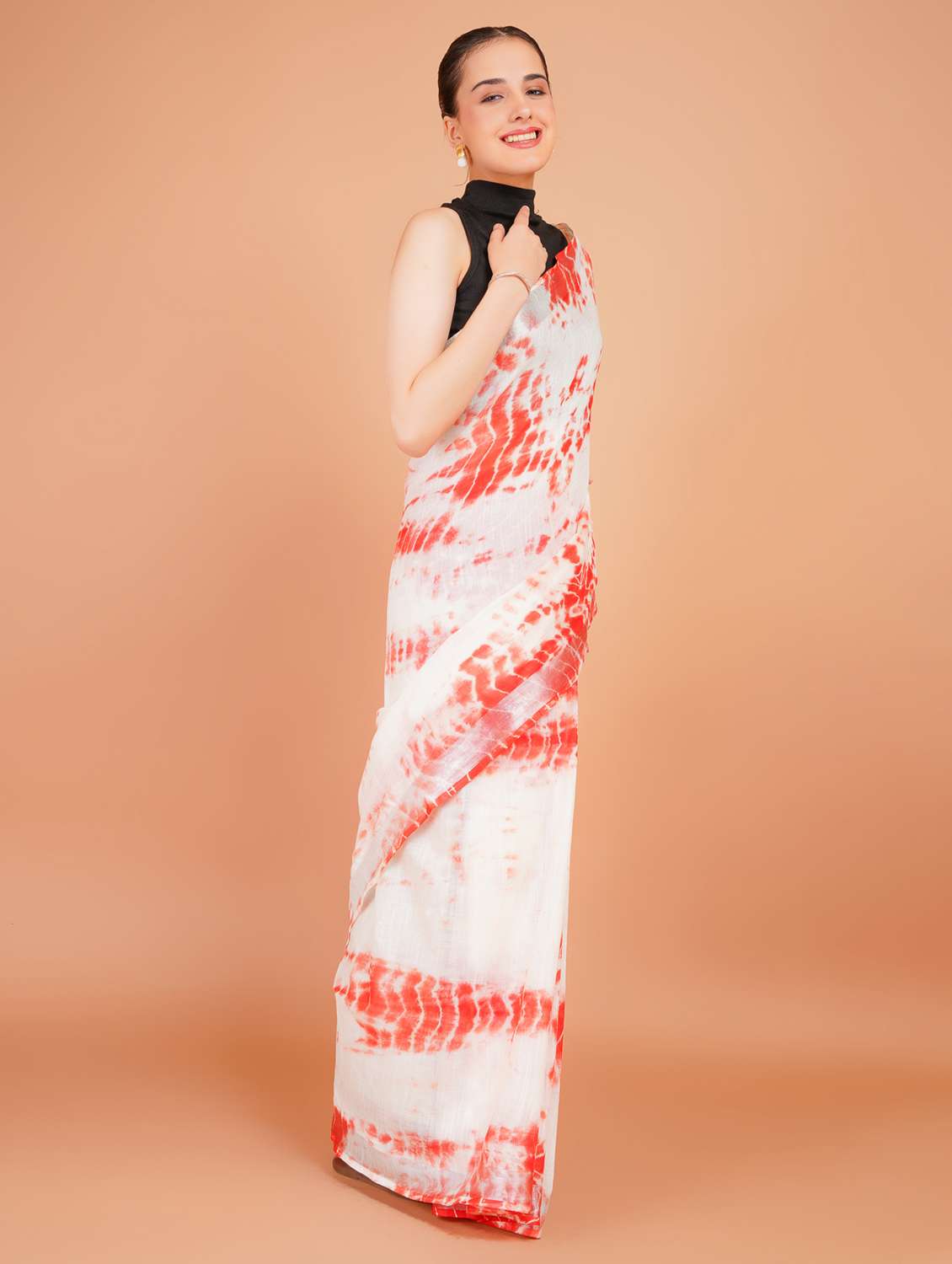 women tie & dye printed saree with blouse - 22253419 -  Standard Image - 2