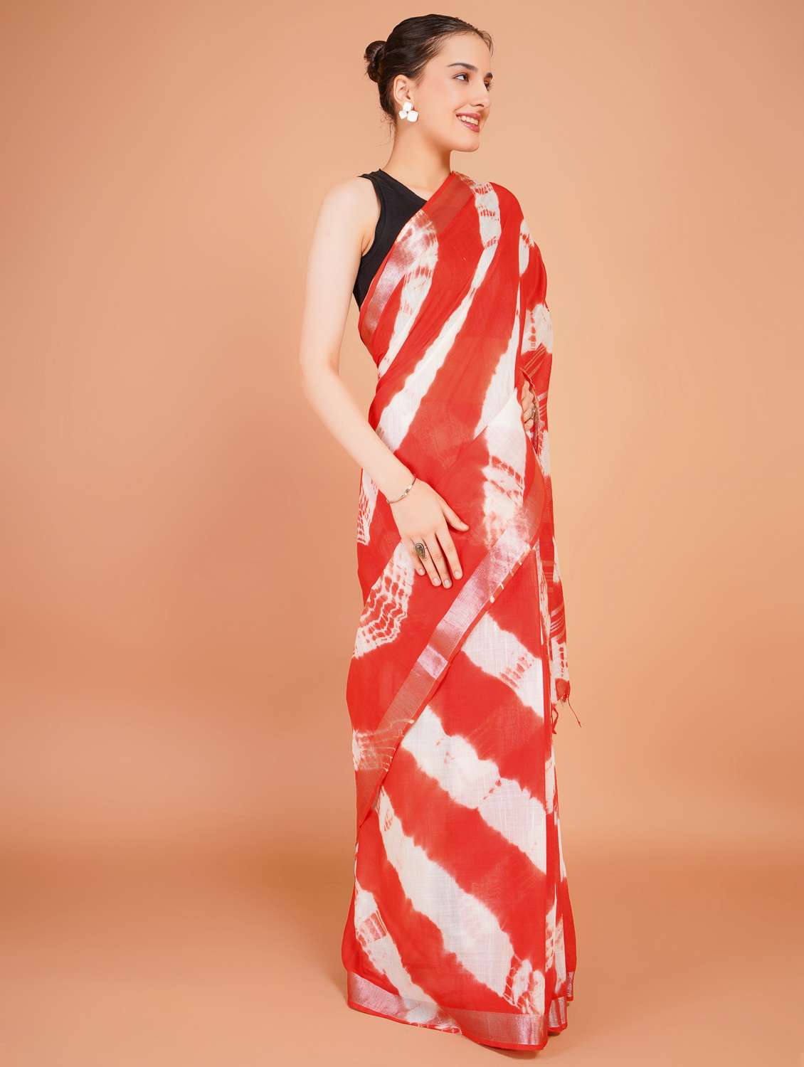 women tie & dye printed saree with blouse - 22253428 -  Standard Image - 2