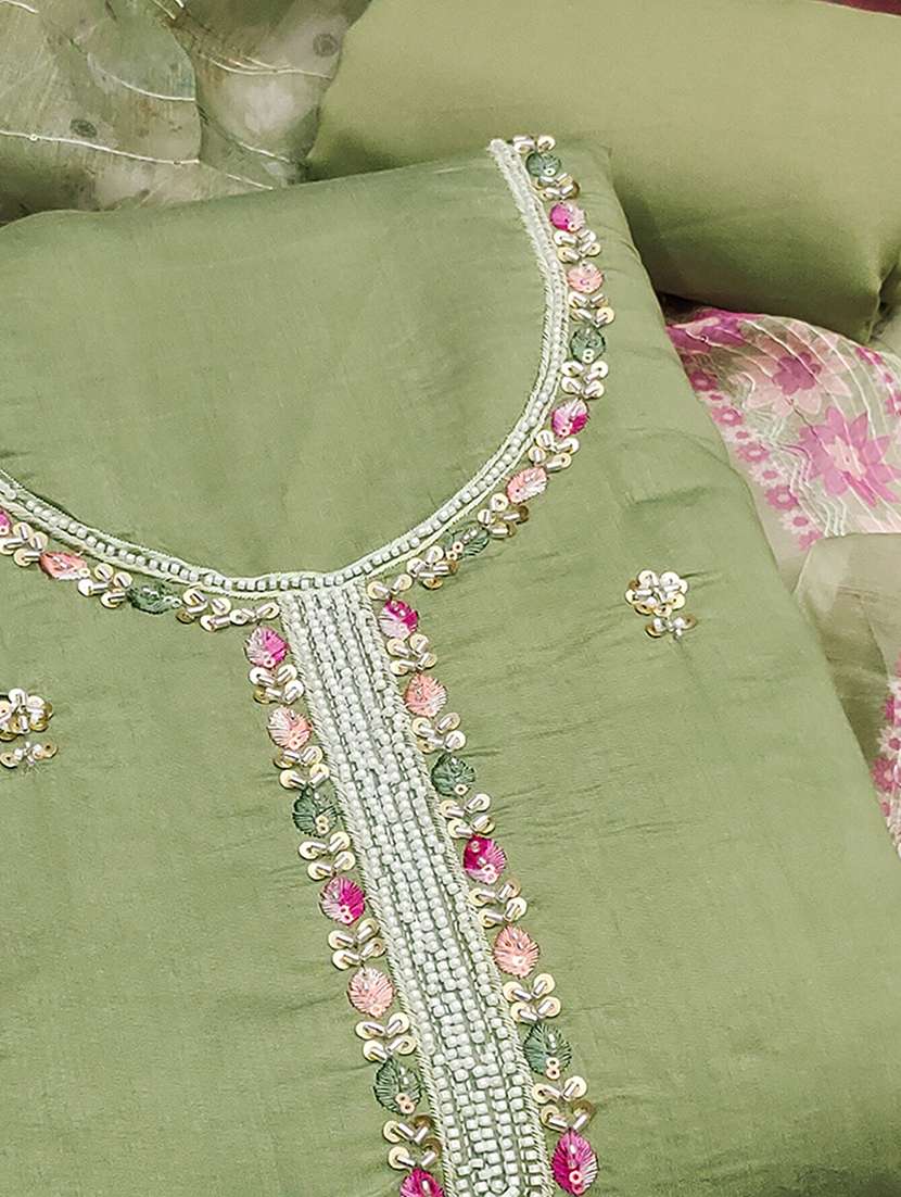 women solid with work embroidered unstitched suit set - 22253452 -  Standard Image - 2