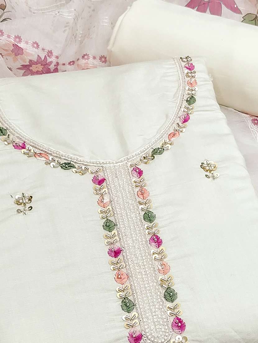 women solid with work embroidered unstitched suit set - 22253453 -  Standard Image - 2