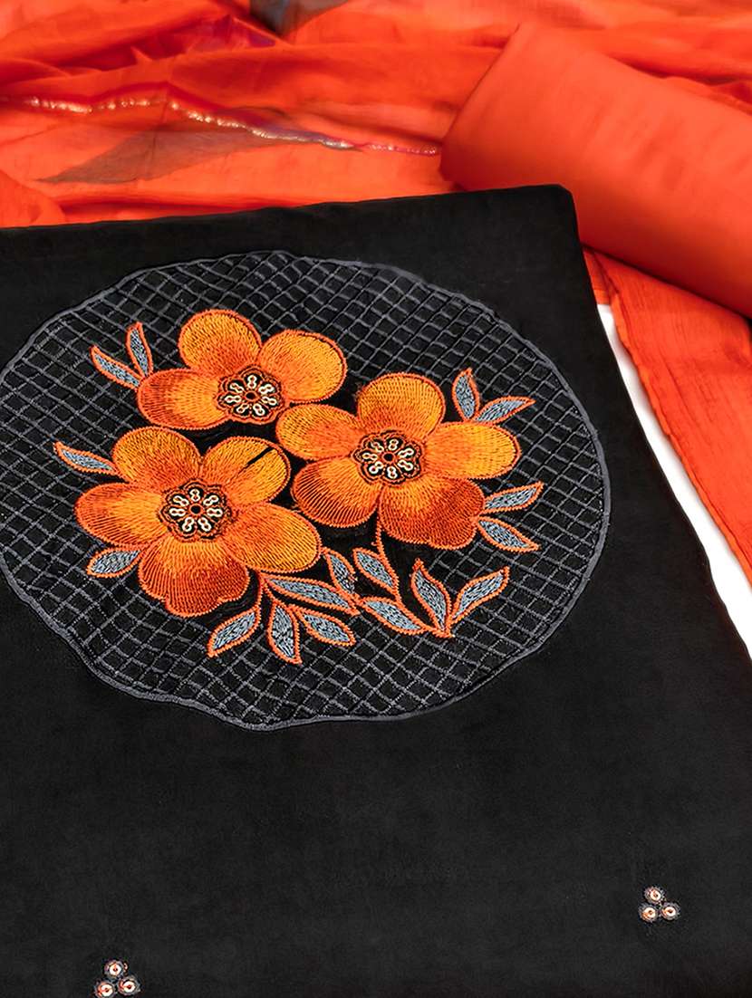 women solid with work embroidered unstitched suit set - 22253468 -  Standard Image - 2