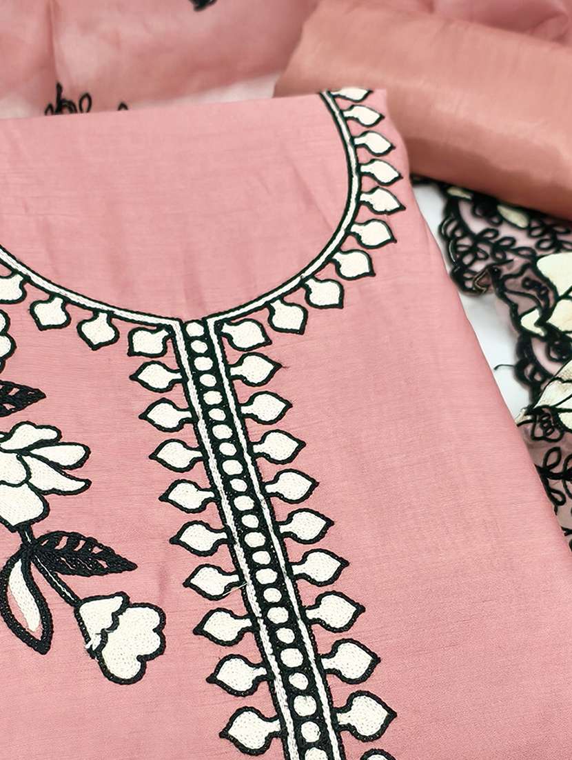 women solid with work embroidered unstitched suit set - 22253469 -  Standard Image - 2
