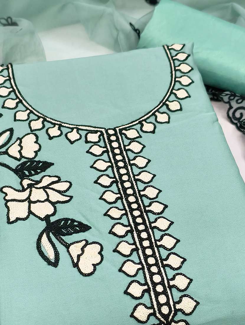 women solid with work embroidered unstitched suit set - 22253470 -  Standard Image - 2