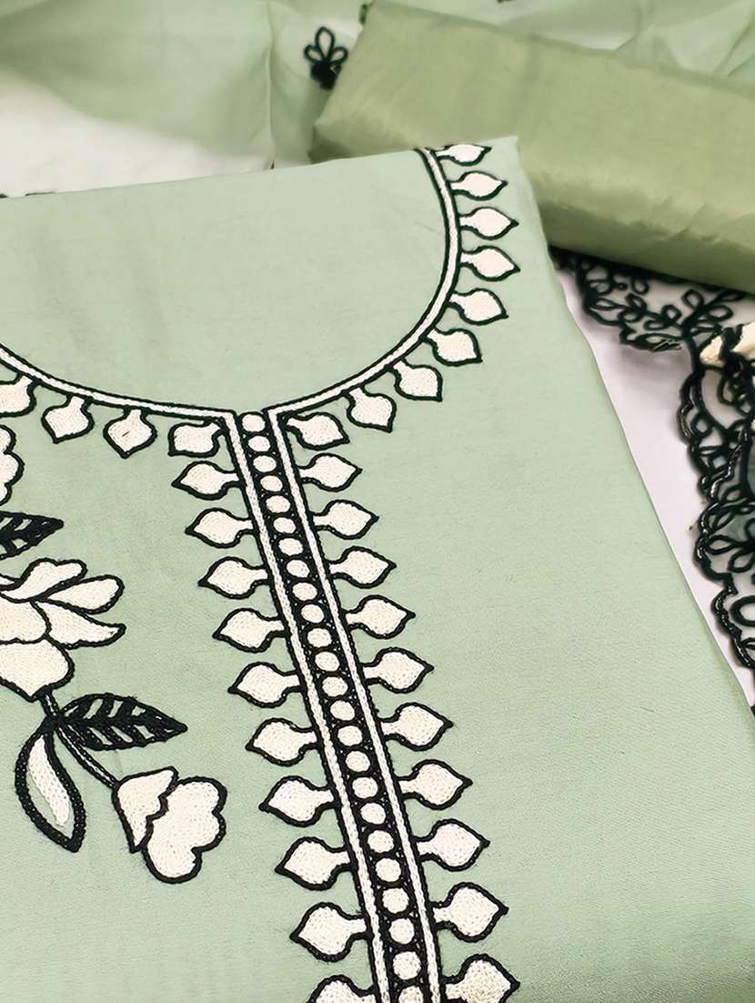 women solid with work embroidered unstitched suit set - 22253471 -  Standard Image - 2