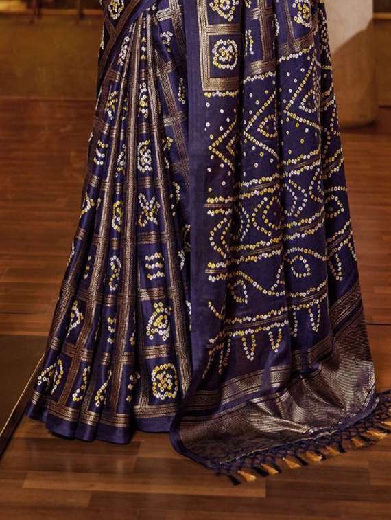 women bandhani printed saree with blouse - 22253482 -  Standard Image - 2