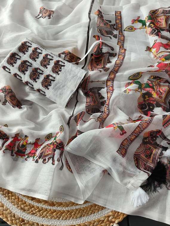 women printed casual wear saree with blouse - 22253525 -  Standard Image - 2