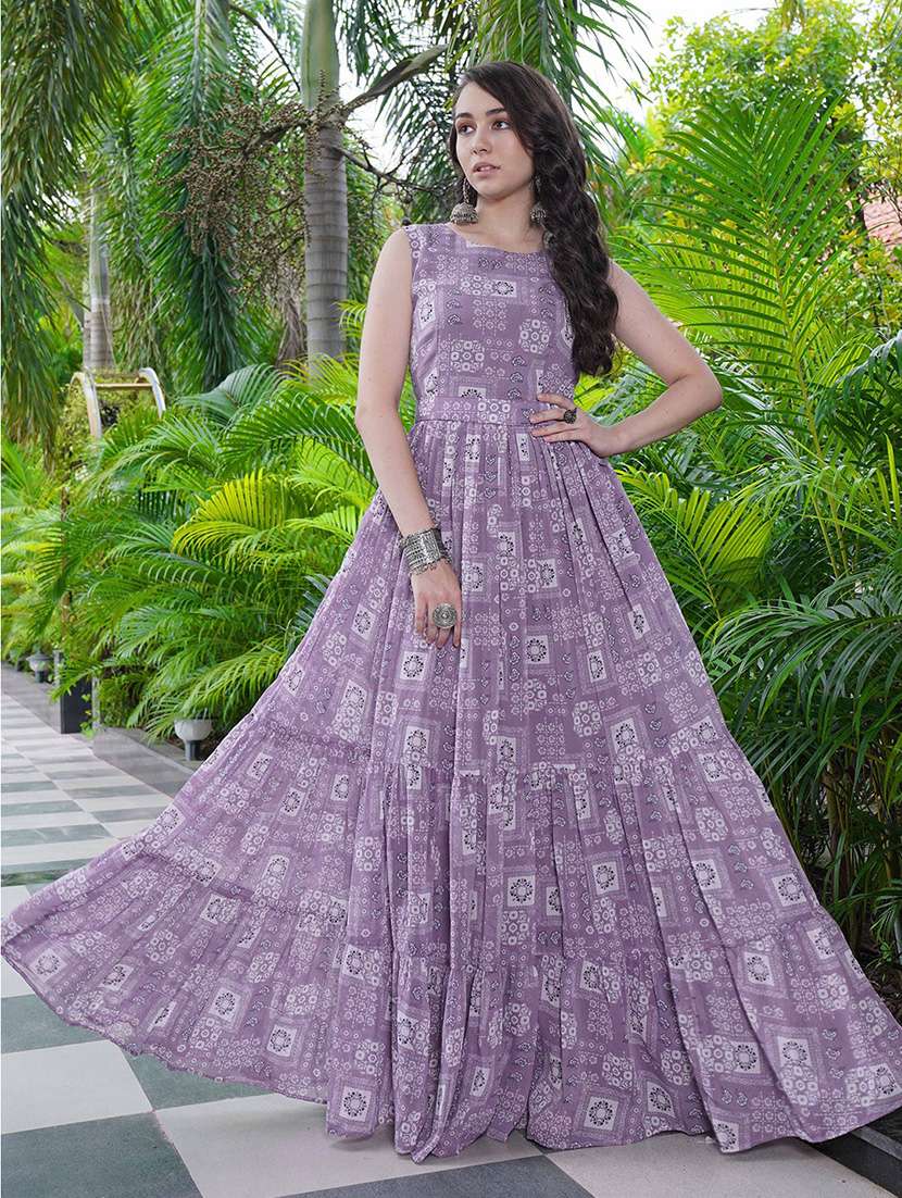 women printed round neck tiered maxi dress - 22253558 -  Standard Image - 2