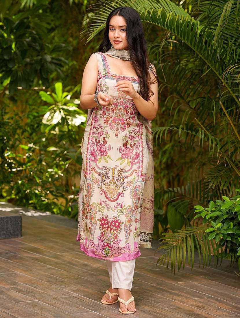 women printed sleeveless kurta pant with dupatta set - 22253583 -  Standard Image - 2