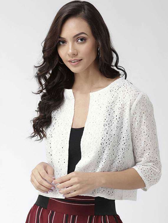 women self designed three quarter sleeve shrug