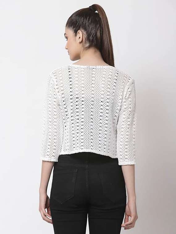 women self designed three quarter sleeve shrug - 22253600 -  Standard Image - 2