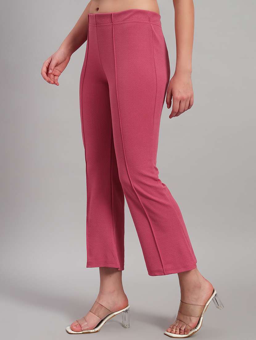 women solid mid rise bootcut trouser - 22253602 -  Standard Image - 2