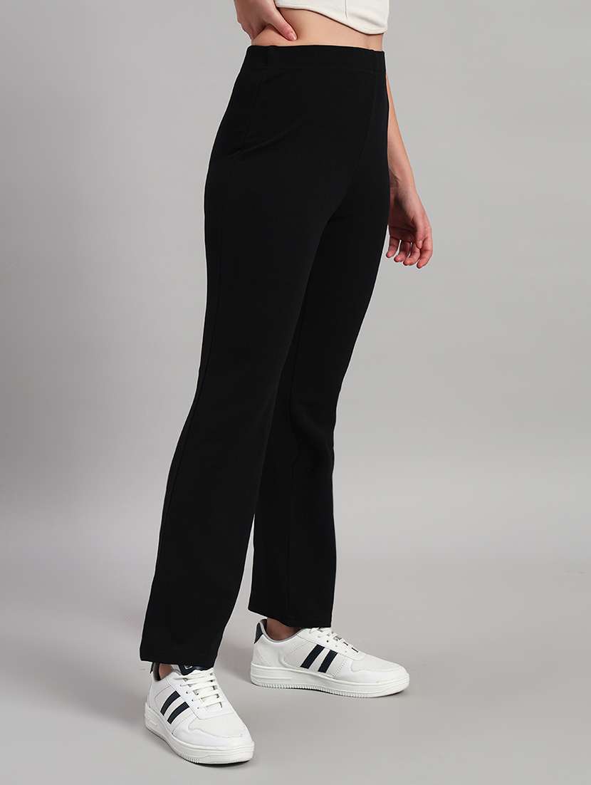 women solid mid rise bootcut trouser - 22253604 -  Standard Image - 2