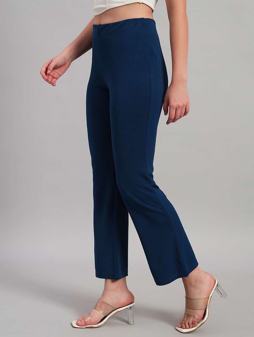 women solid mid rise bootcut trouser - 22253605 -  Standard Image - 2