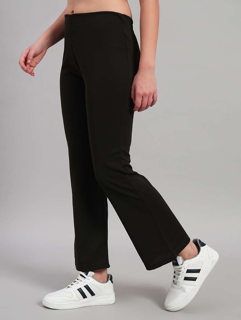 women solid mid rise bootcut trouser - 22253606 -  Standard Image - 2