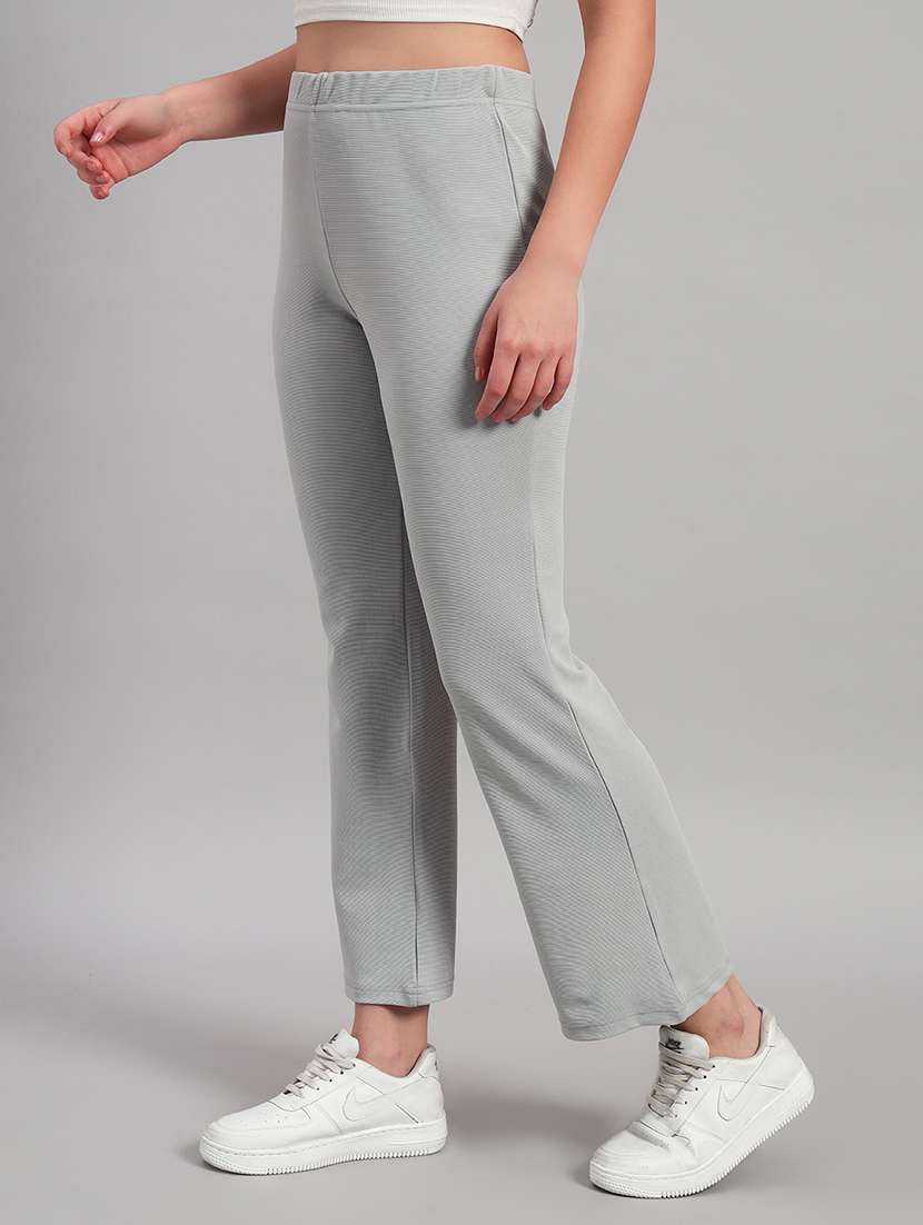 women solid mid rise bootcut trouser - 22253607 -  Standard Image - 2