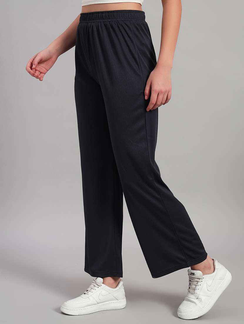 women solid mid rise wide leg trouser - 22253609 -  Standard Image - 2