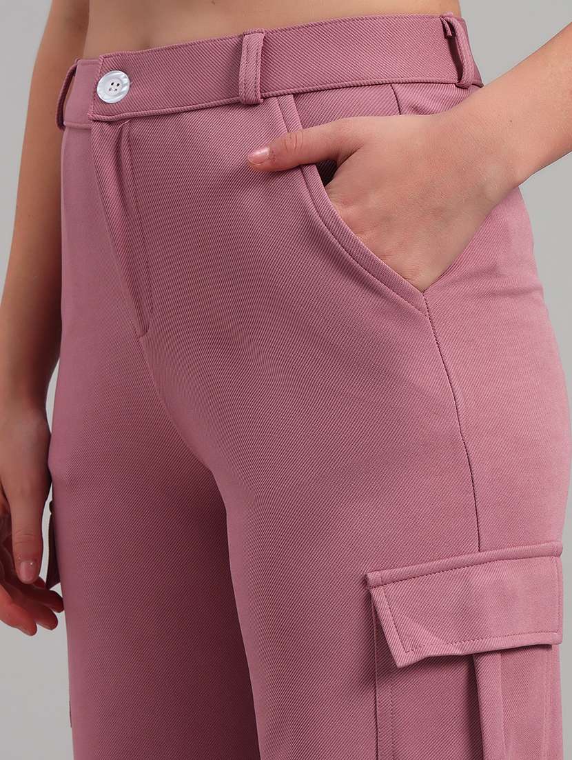 women solid mid rise cargo - 22253613 -  Standard Image - 7