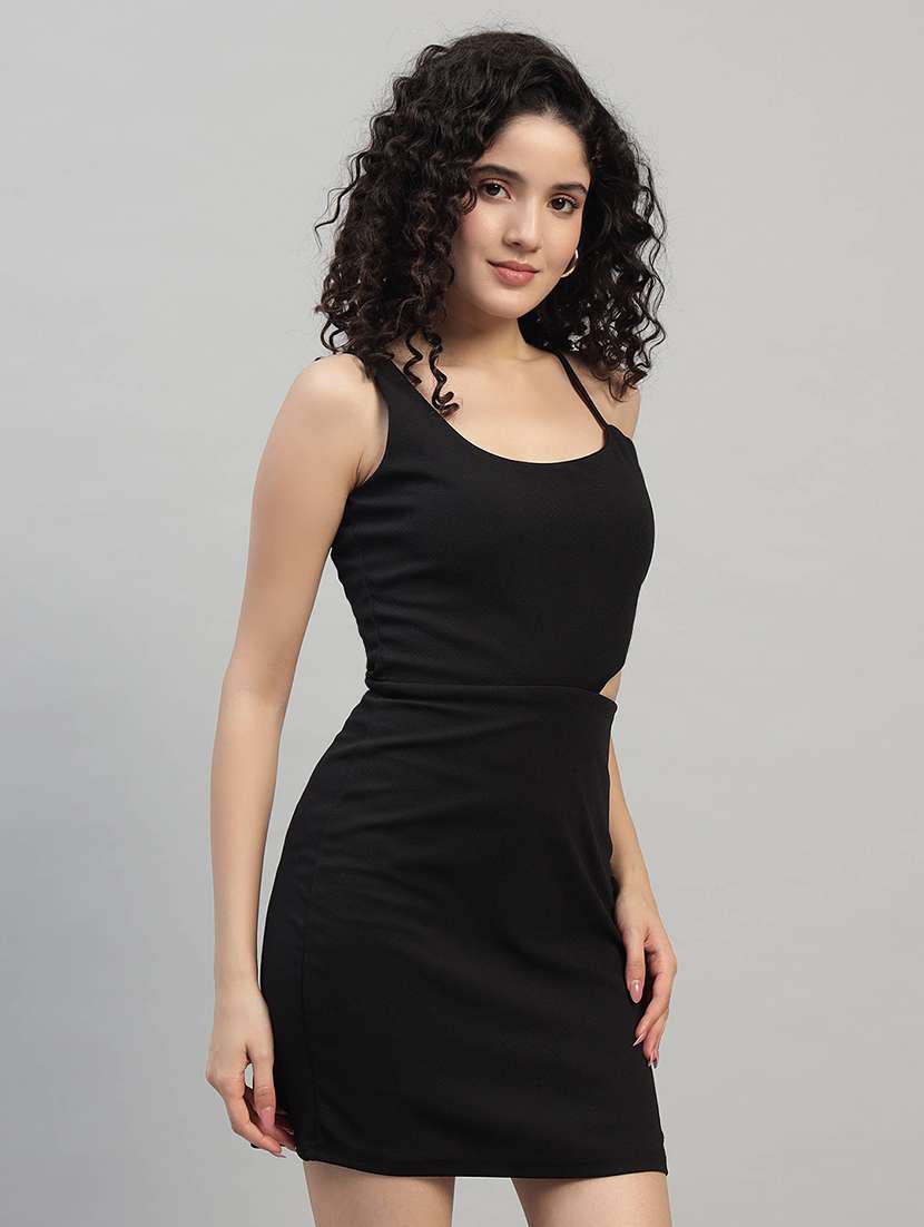 women solid shoulder strap cut out bodycon dress - 22253631 -  Standard Image - 2