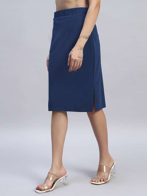 women solid high rise bodycon skirt - 22253635 -  Standard Image - 2