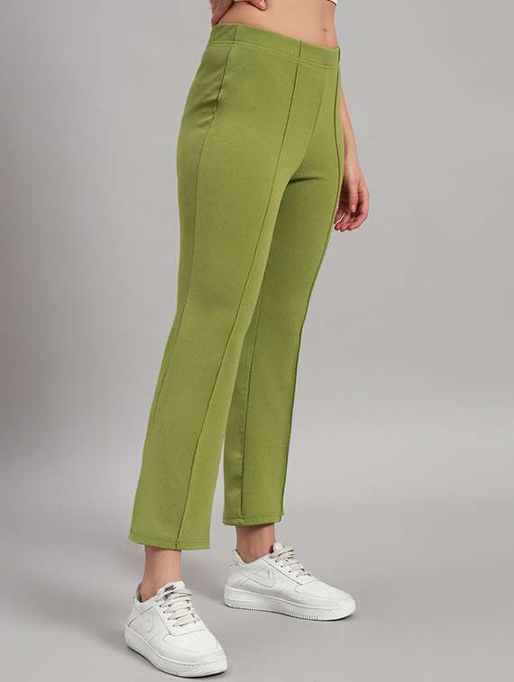 women solid mid rise bootcut trouser - 22253639 -  Standard Image - 2