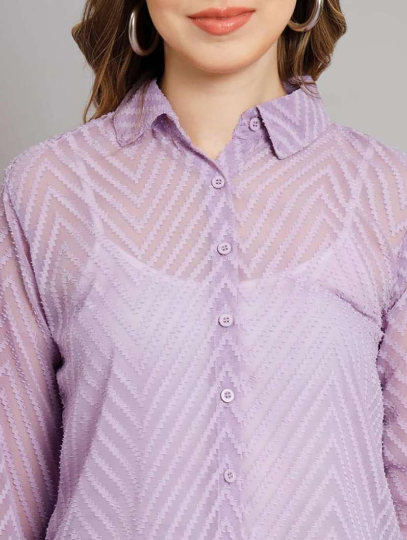 women self desinged collared long sleeve shirt - 22253640 -  Standard Image - 2