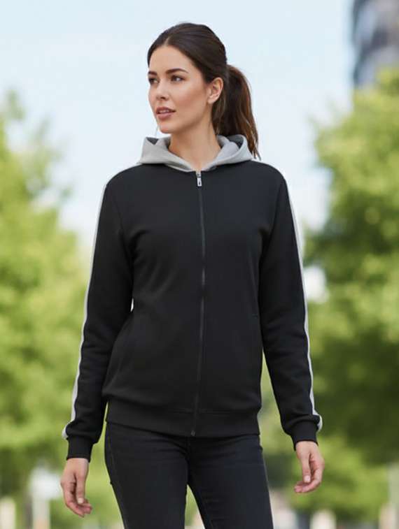 women color block long sleeve hooded sweatshirt