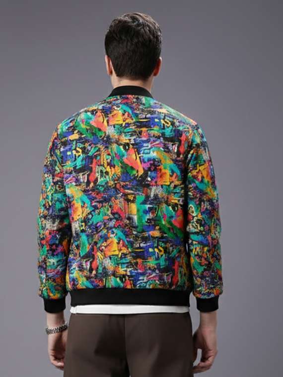 men printed long sleeve biker jacket - 22253714 -  Standard Image - 2