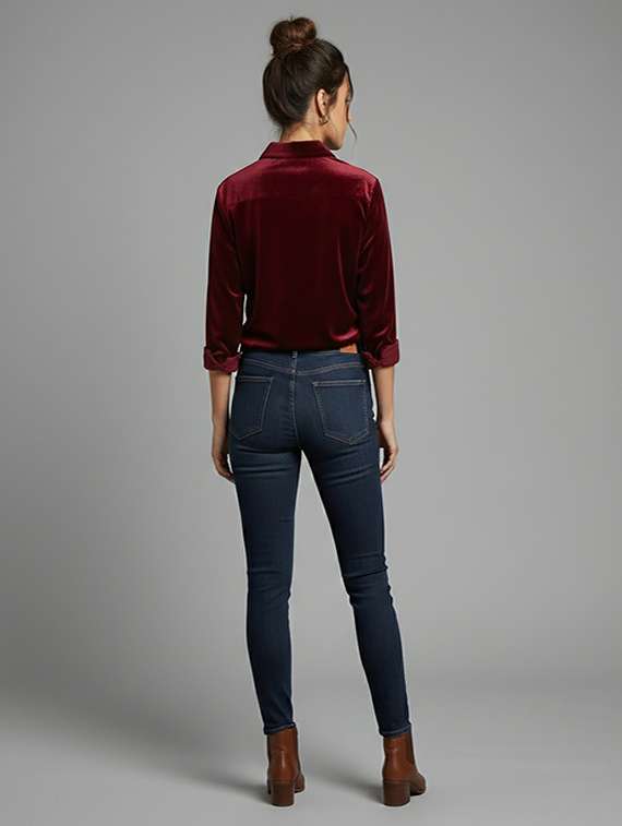 women solid collared long sleeve shirt - 22253722 -  Standard Image - 2