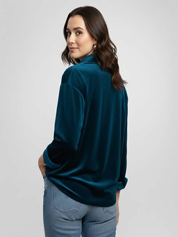 women solid collared long sleeve shirt - 22253742 -  Standard Image - 2