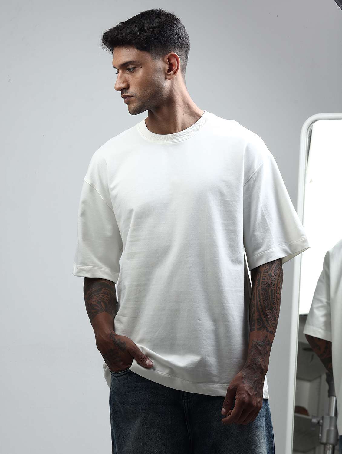 men solid short sleeve oversized t-shirt