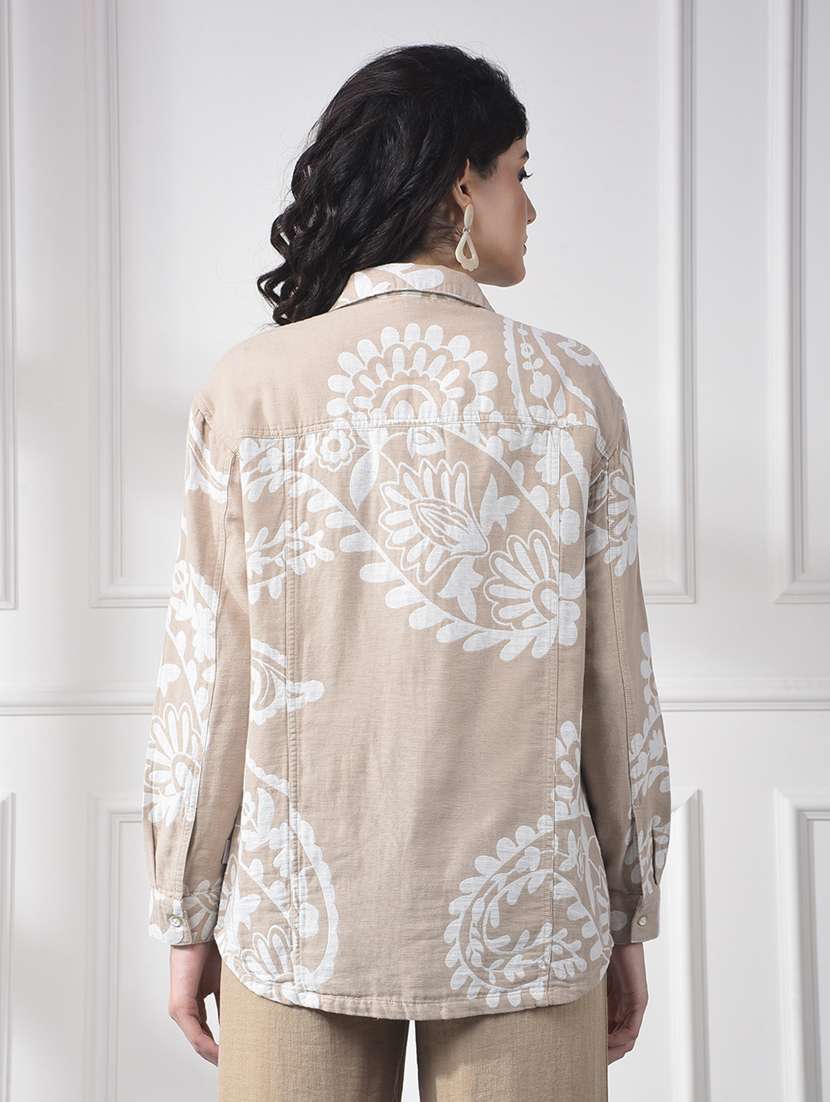 women printed collared long sleeve shirt - 22253786 -  Standard Image - 2