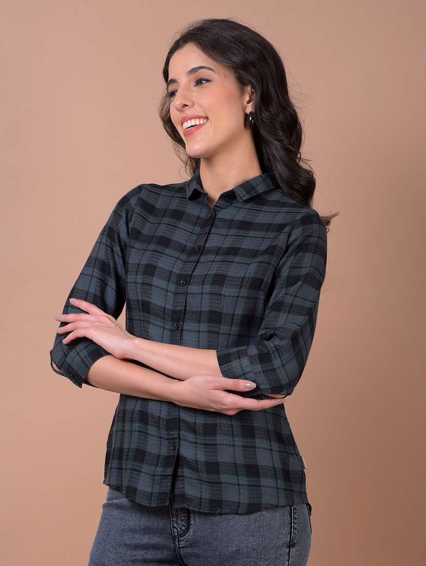 women checkered collared regular fit shirt - 22253793 -  Standard Image - 2