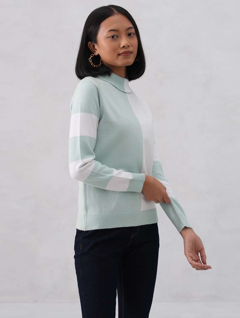 women color blocked long sleeve pullover - 22253800 -  Standard Image - 2