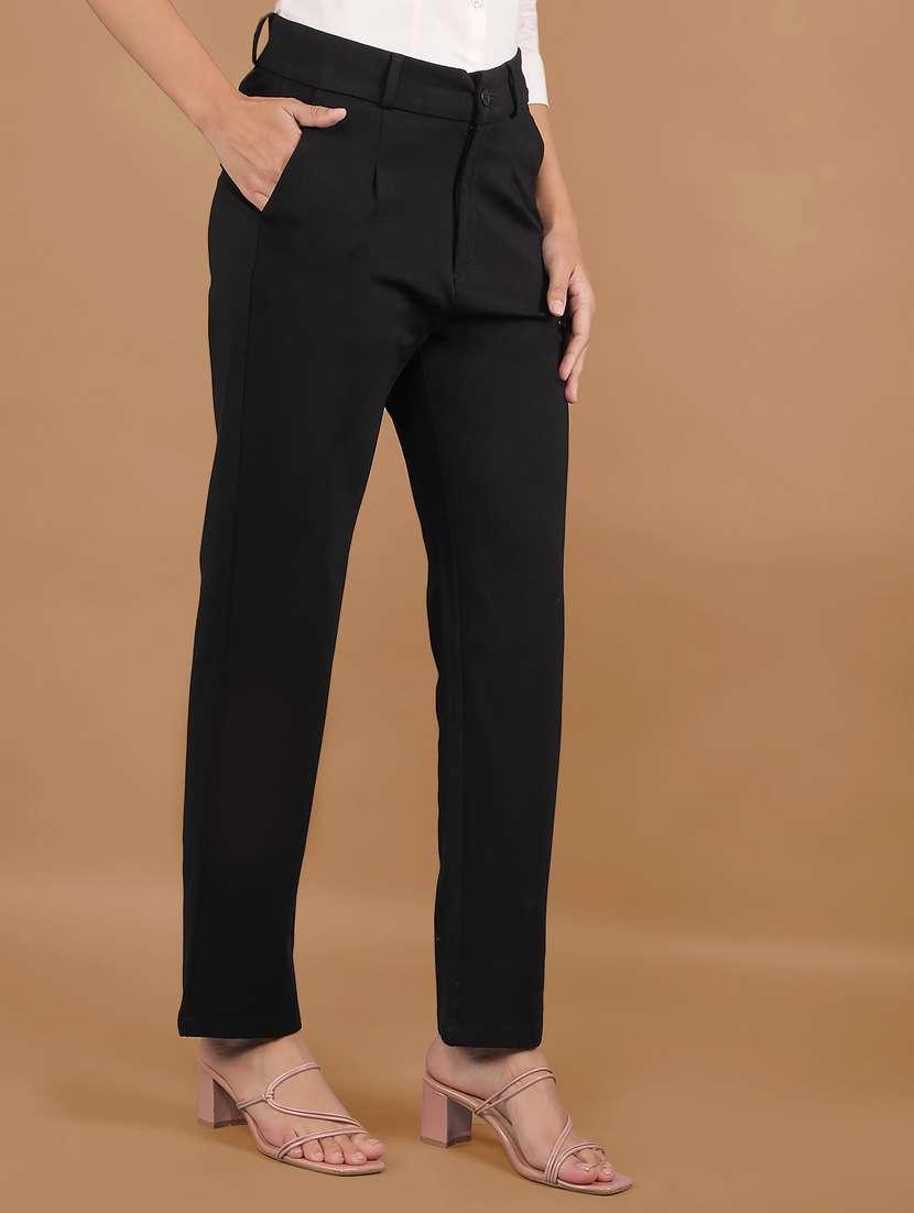 women solid mid rise cigarette pants - 22253816 -  Standard Image - 2