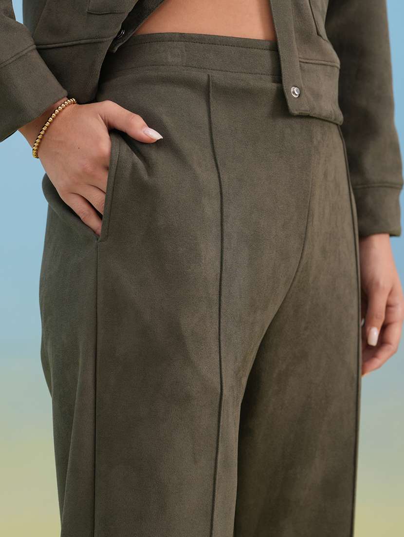 women solid mid rise straight trouser - 22253817 -  Standard Image - 2