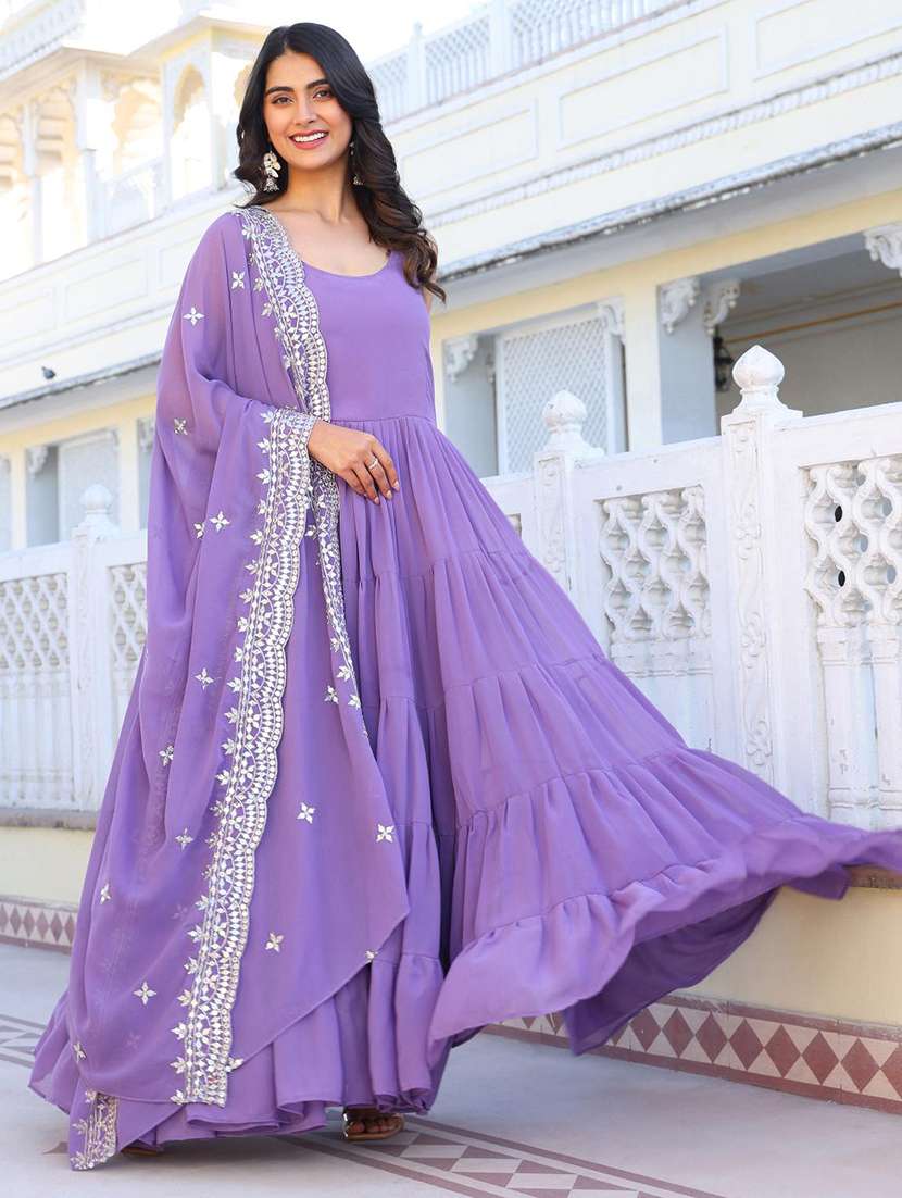 women solid shoulder strap kurta dupatta set - 22253825 -  Standard Image - 2