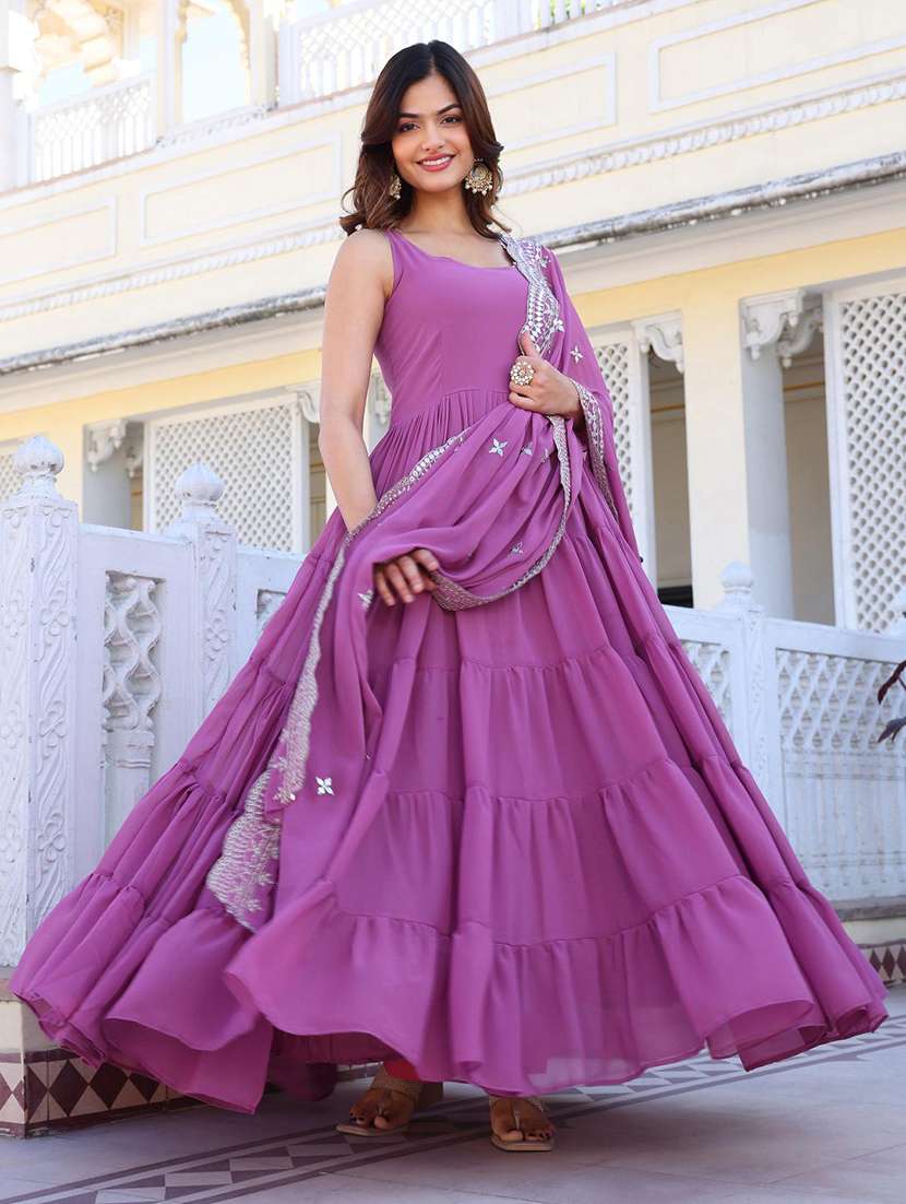 women solid shoulder strap kurta dupatta set - 22253826 -  Standard Image - 2