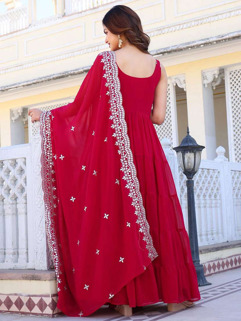 women solid shoulder strap kurta dupatta set - 22253830 -  Standard Image - 2