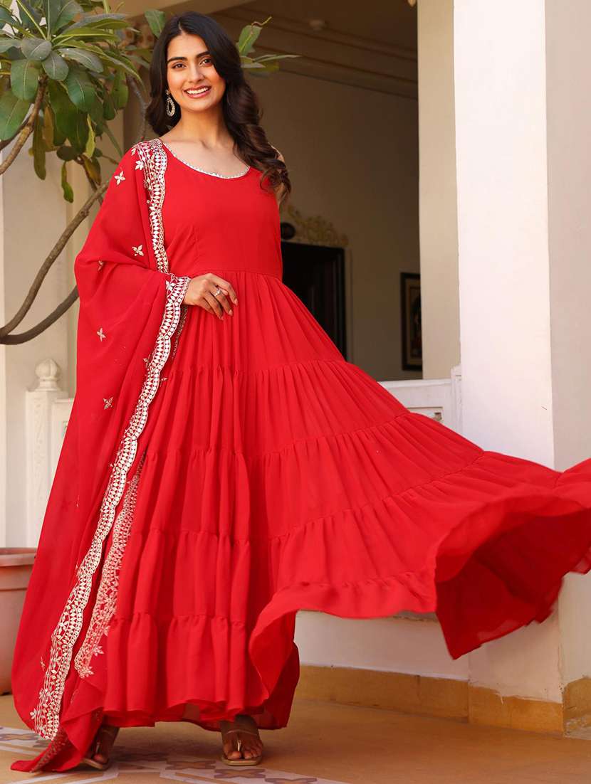 women solid shoulder strap kurta dupatta set - 22253831 -  Standard Image - 2